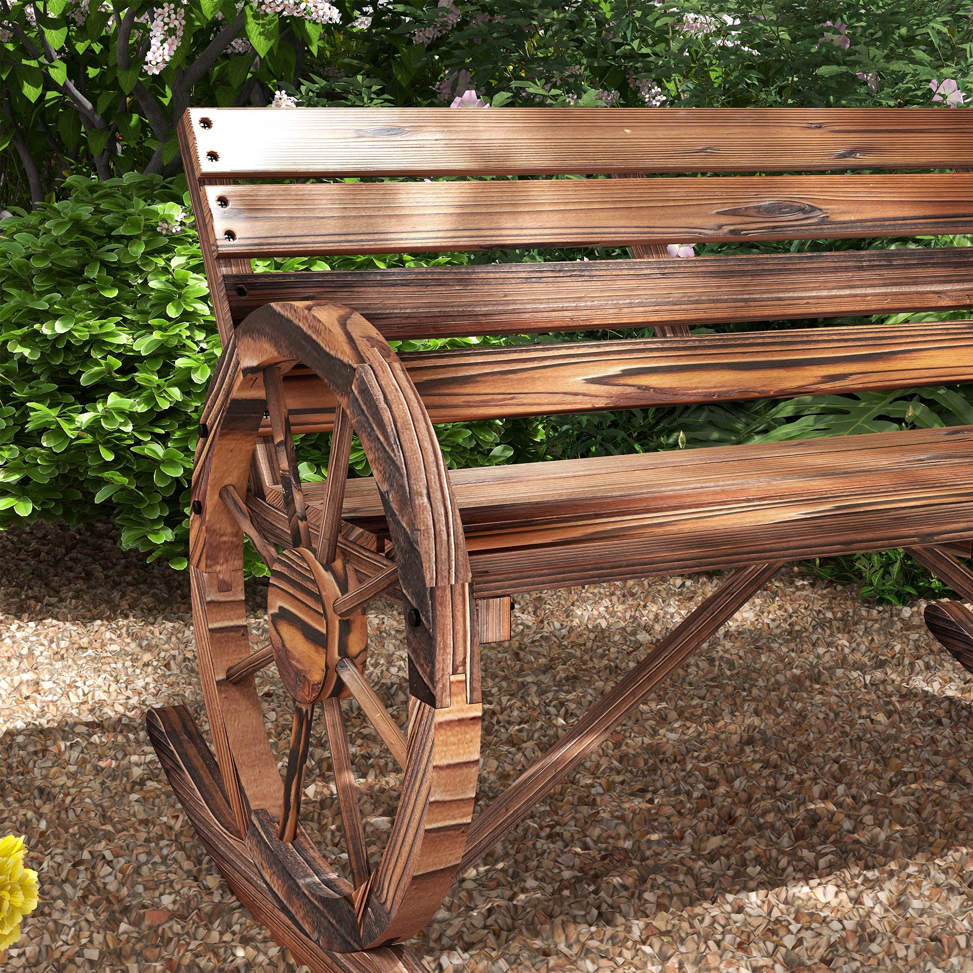 Wooden Swing Bench, Swing Bench with Armrest, 2 Seater Garden Bench, Wooden Bench for Garden, Balcony, Up to 240 kg Load Capacity, Charred, 105 x 88 x 74 cm