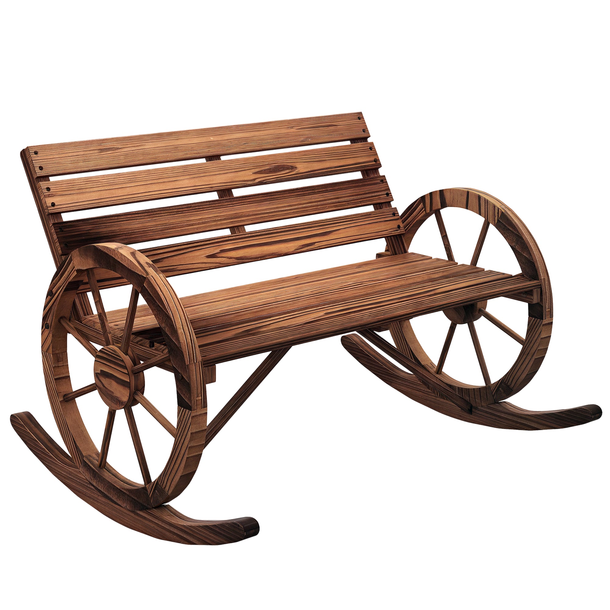Wooden Swing Bench, Swing Bench with Armrest, 2 Seater Garden Bench, Wooden Bench for Garden, Balcony, Up to 240 kg Load Capacity, Charred, 105 x 88 x 74 cm