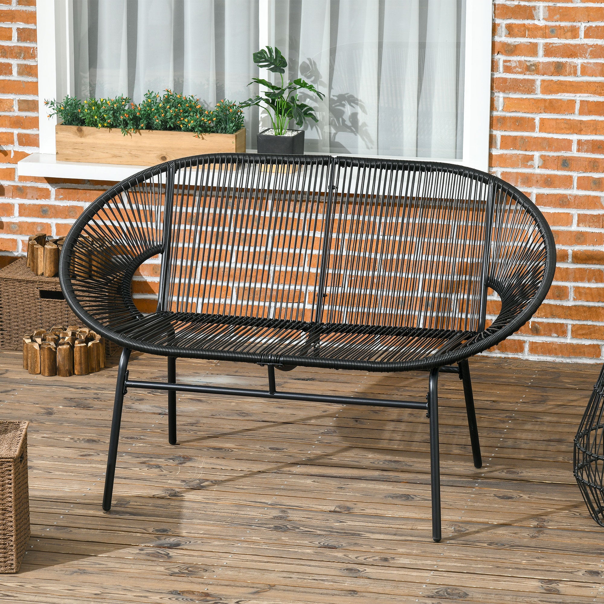 Rattan Armchair, Outdoor Chair made of Polyrattan, Weatherproof Garden Chair up to 260kg load capacity, Garden Chairs for Garden Balcony, Porch, Patio, Black