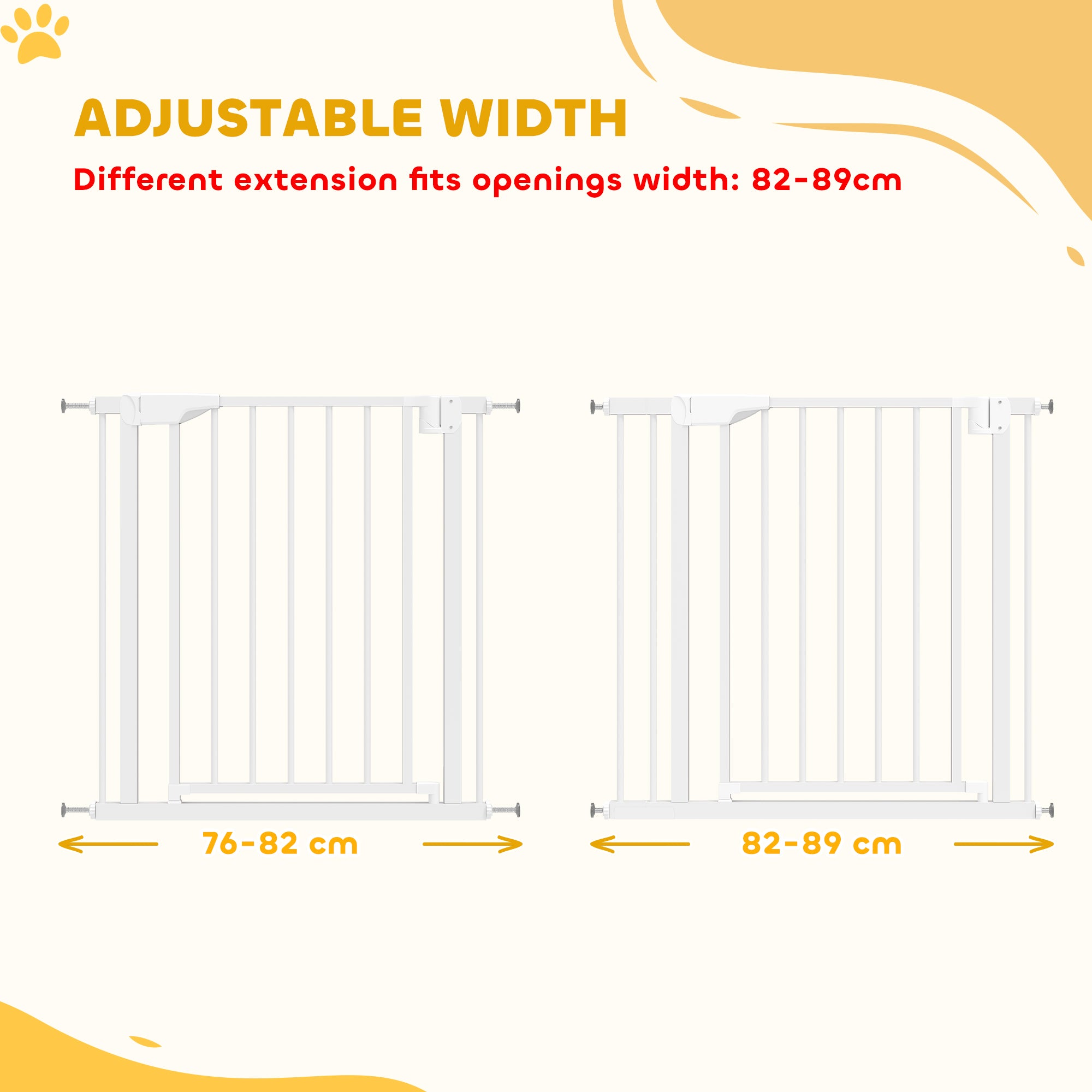 No-Drill Safety Gate for Babies & Pets — Fits 30–35 in x 30 in, Auto-Close, One-Hand Operation, Dual Lock — White