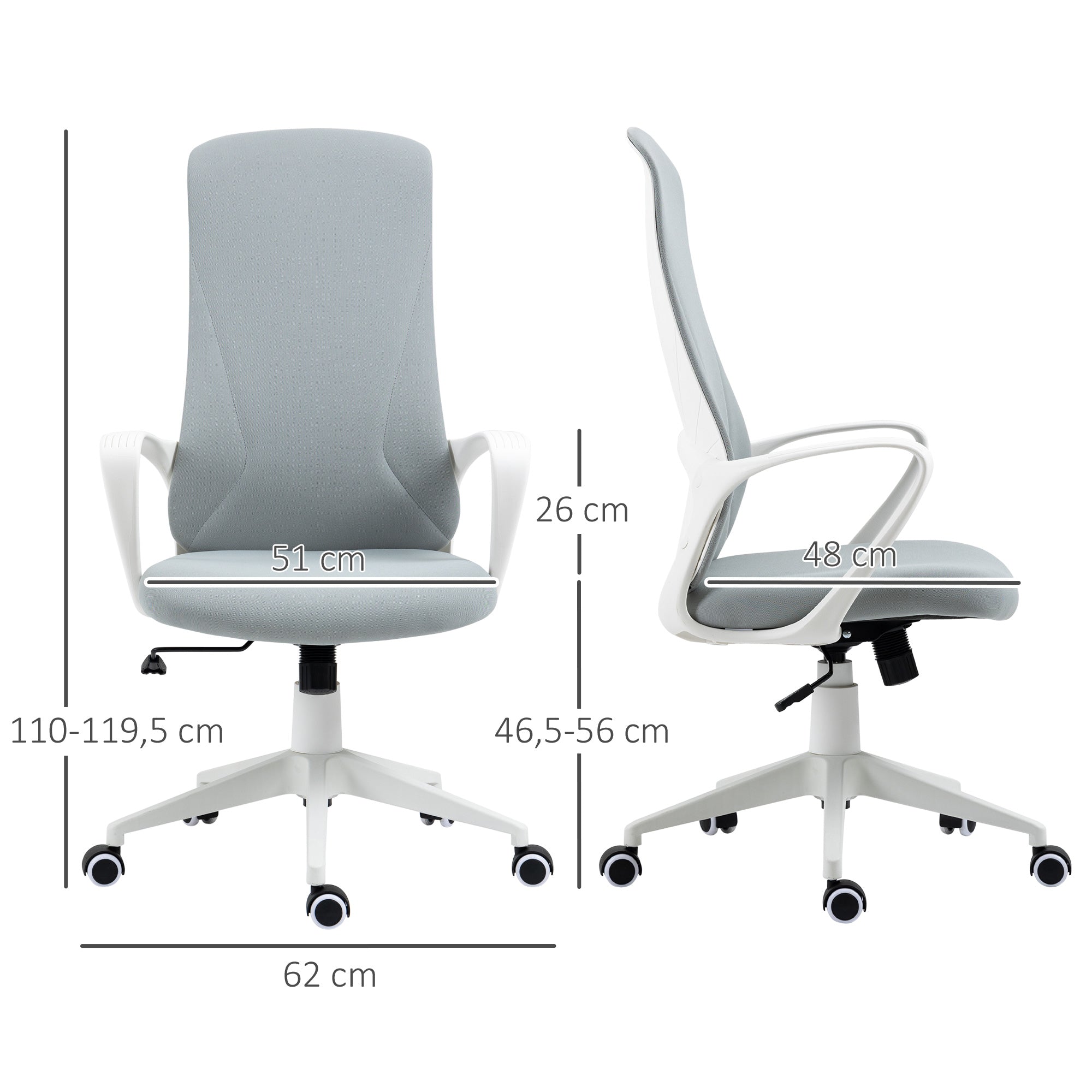 Office Chair with Tilt Function, Height Adjustable Desk Chair, Ergonomic Computer Chair, Rotating PC Chair for Home Office, Stretch Fabric, Light Gray