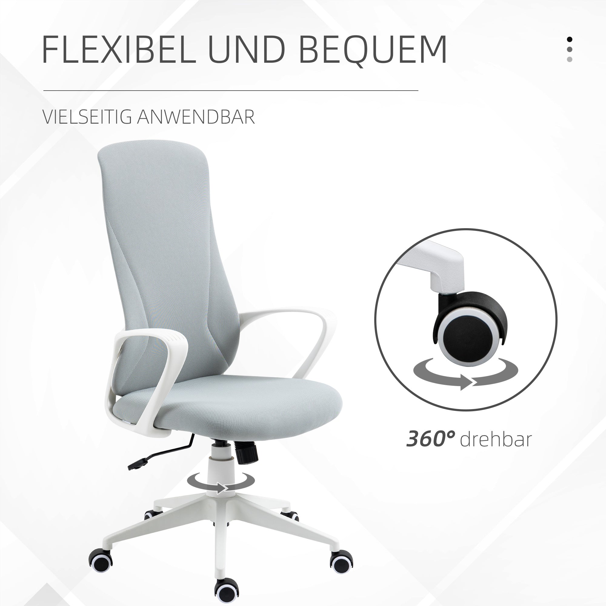 Office Chair with Tilt Function, Height Adjustable Desk Chair, Ergonomic Computer Chair, Rotating PC Chair for Home Office, Stretch Fabric, Light Gray
