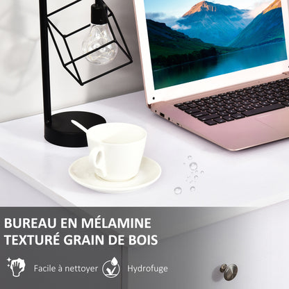 Multimedia Computer Desk with Multiple Storage Spaces 3 Drawers 2 Shelves 120L x 49W x 72H cm White