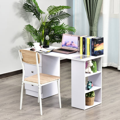 Multimedia Computer Desk with Multiple Storage Spaces 3 Drawers 2 Shelves 120L x 49W x 72H cm White