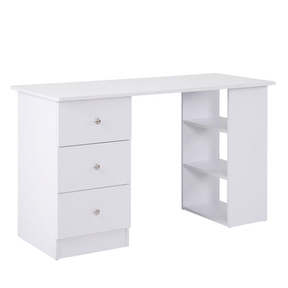 Multimedia Computer Desk with Multiple Storage Spaces 3 Drawers 2 Shelves 120L x 49W x 72H cm White