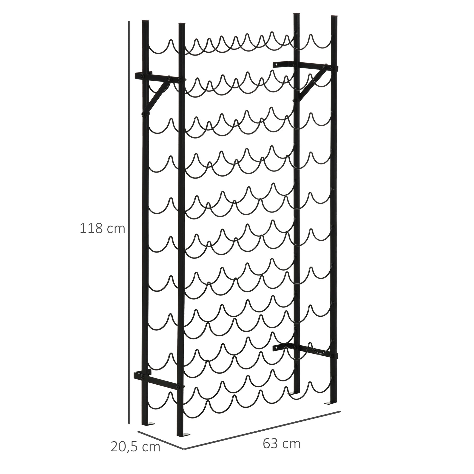 Wine Rack Wine Stand Bottle Rack 60 Bottles Wall Mount Metal Black