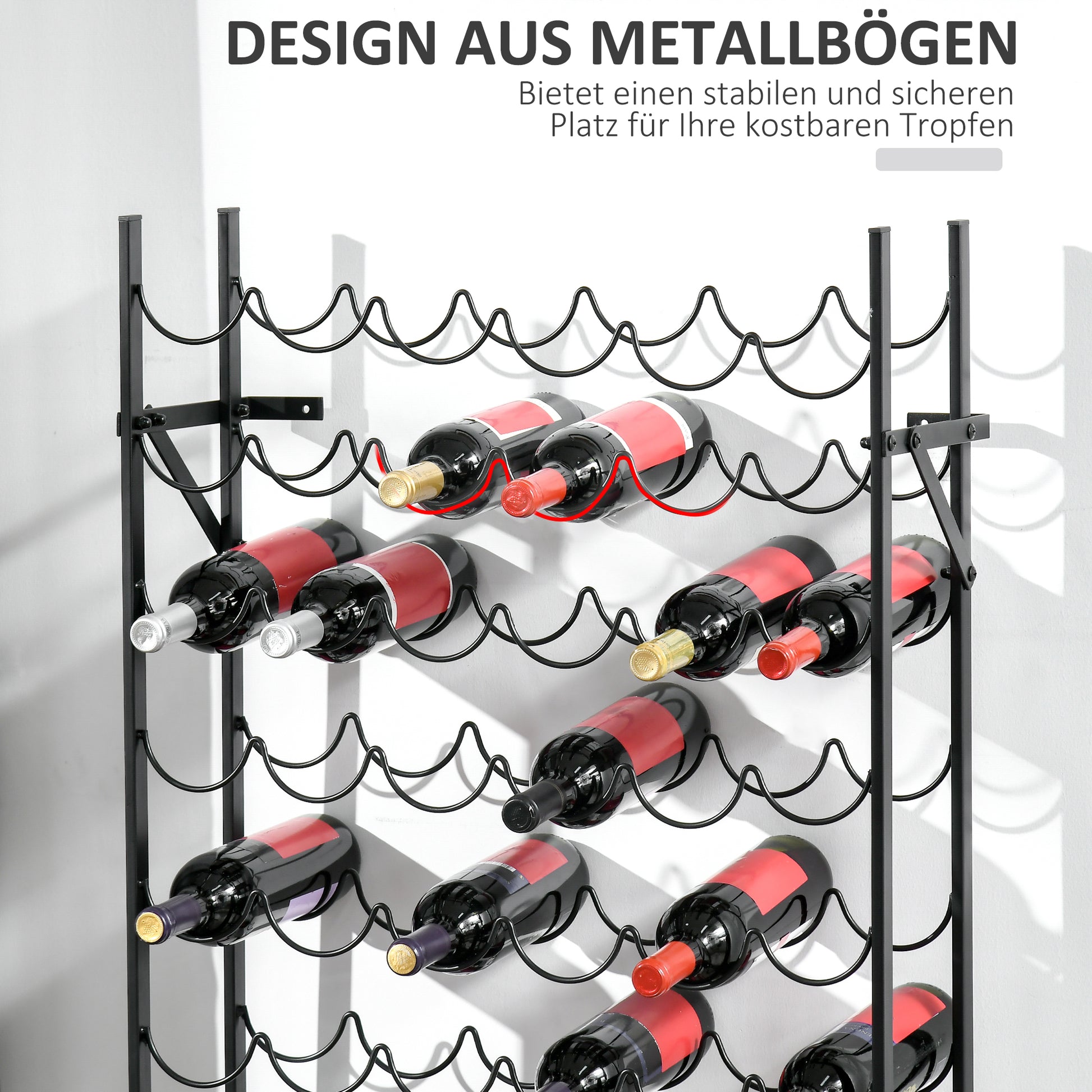 Wine Rack Wine Stand Bottle Rack 60 Bottles Wall Mount Metal Black