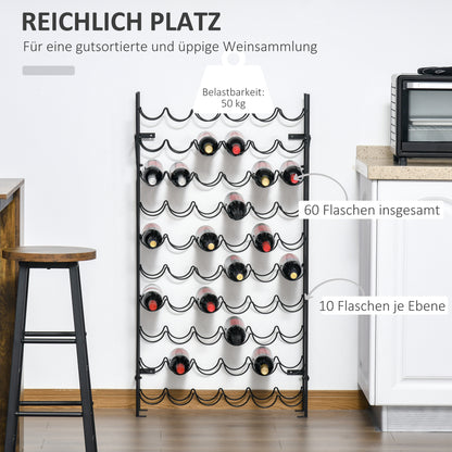 Wine Rack Wine Stand Bottle Rack 60 Bottles Wall Mount Metal Black