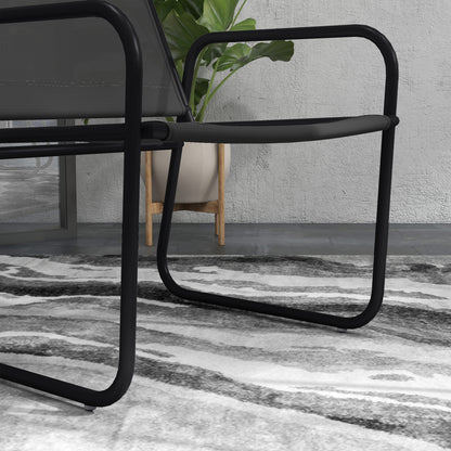 3-Piece Garden Set, Patio Furniture, 2 Chairs 1 Round Table, Steel and Breathable Fabric, Gray