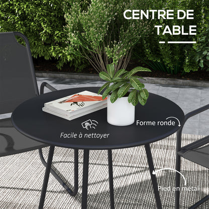 3-Piece Garden Set, Patio Furniture, 2 Chairs 1 Round Table, Steel and Breathable Fabric, Gray
