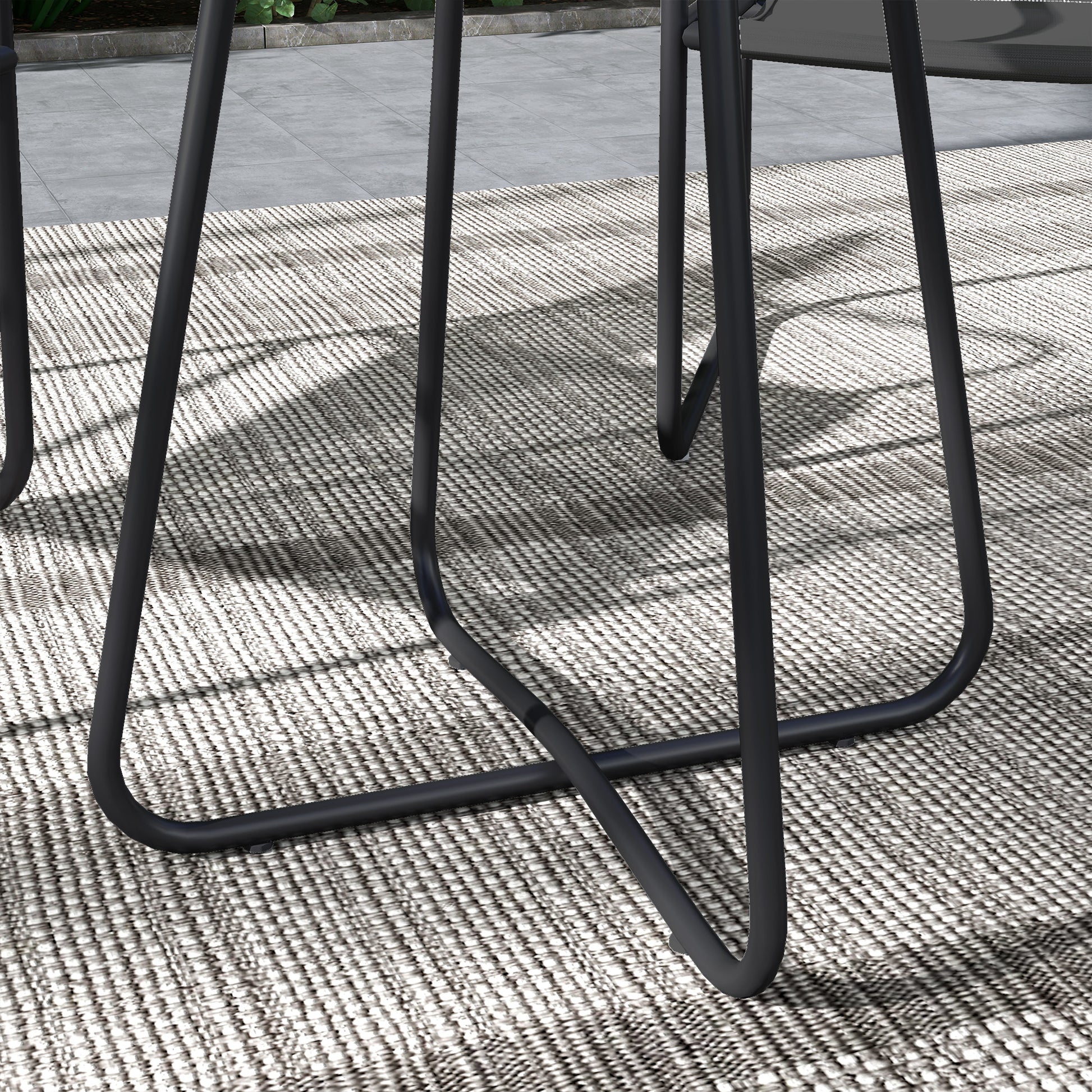 3-Piece Garden Set, Patio Furniture, 2 Chairs 1 Round Table, Steel and Breathable Fabric, Gray