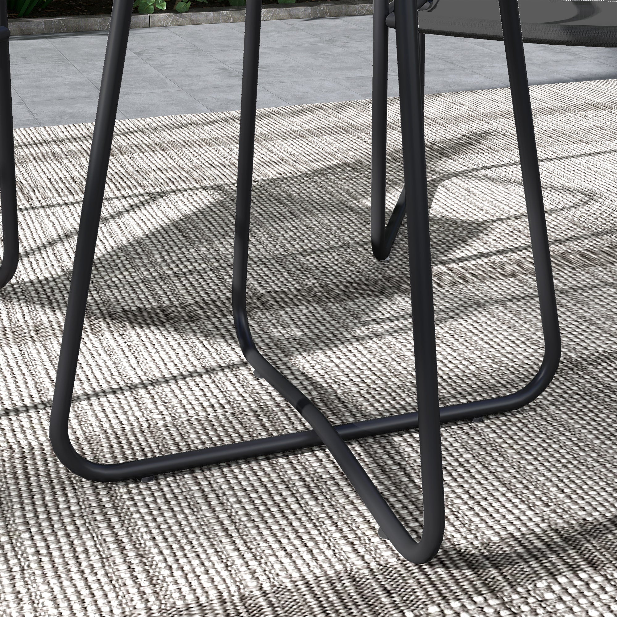 3-Piece Garden Set, Patio Furniture, 2 Chairs 1 Round Table, Steel and Breathable Fabric, Gray