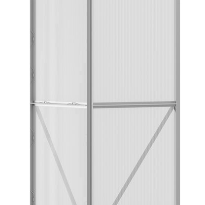 Greenhouse, Lean-To Greenhouse with Sliding Door, Folding Roof Windows, Tomato House, Plant House for Garden, made of Polycarbonate and Aluminum, Silver, 192 x 68 x 196 cm