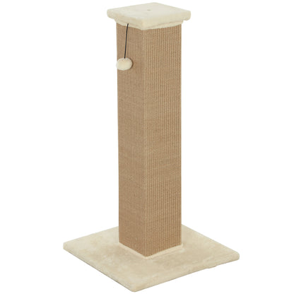 Cat Scratching Post Height 31.9 inches Cat Scratcher with Jute Post and Hanging Ball 16.1x16.1x31.9 inches Beige