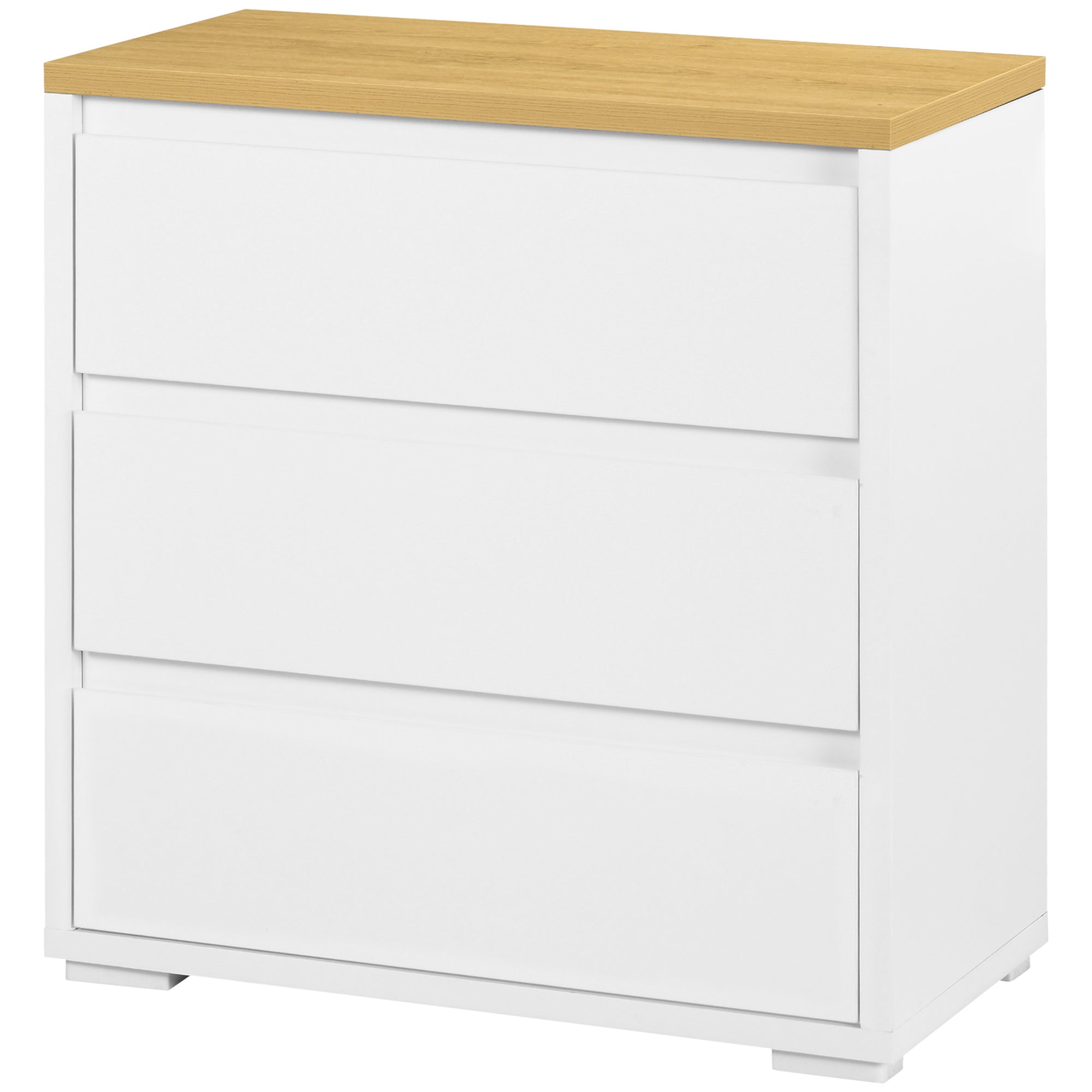 3-Drawer White Particleboard Dresser for Bedroom, Study, and Living Room, 70x37x75cm