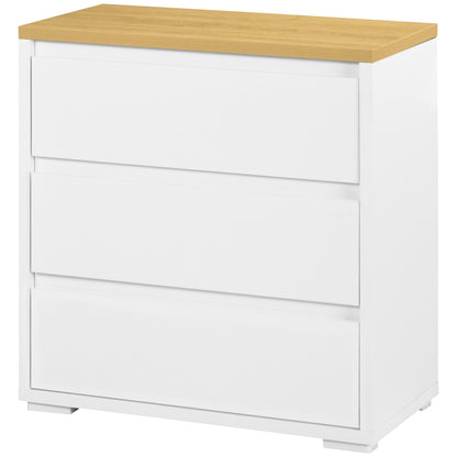 3-Drawer White Particleboard Dresser for Bedroom, Study, and Living Room, 70x37x75cm