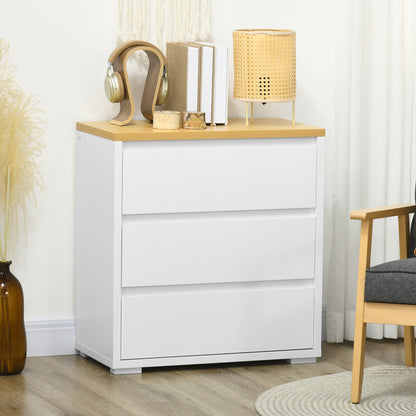 3-Drawer White Particleboard Dresser for Bedroom, Study, and Living Room, 70x37x75cm