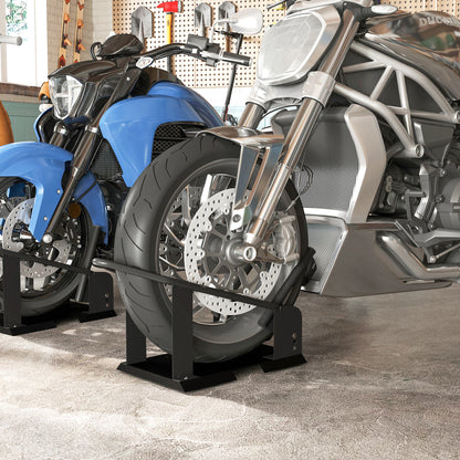 Motorcycle Stand 816.5 kg Load Front Wheel Stand for Robust Motorcycle with Adjustable Height in 3 Levels for  Ø38.1-53.34 cm Wheels Black