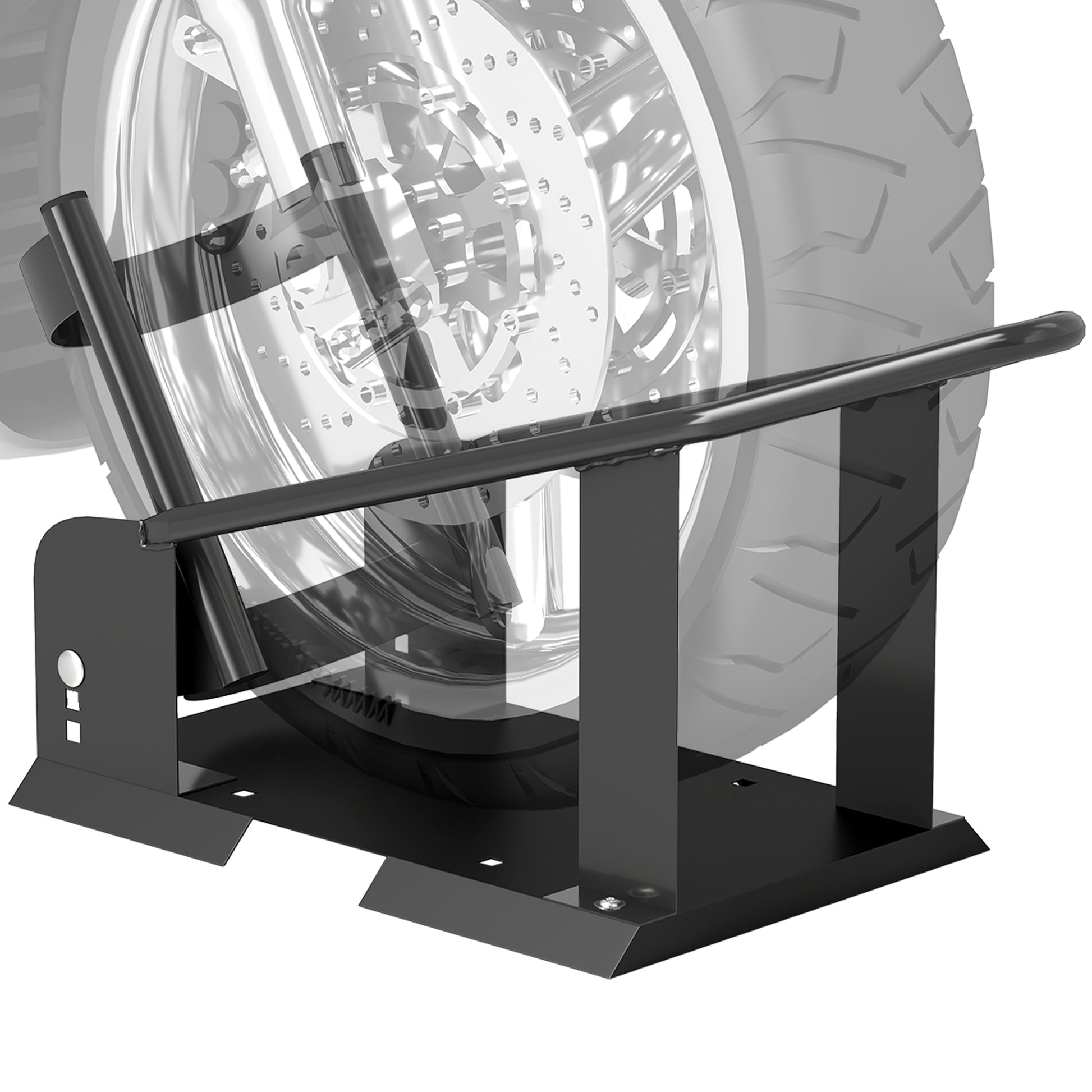 Motorcycle Stand 816.5 kg Load Front Wheel Stand for Robust Motorcycle with Adjustable Height in 3 Levels for  Ø38.1-53.34 cm Wheels Black
