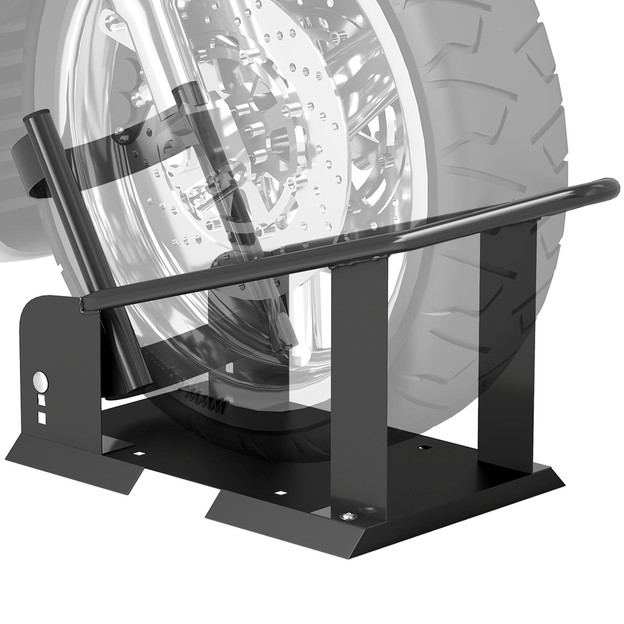 Motorcycle Stand 816.5 kg Load Front Wheel Stand for Robust Motorcycle with Adjustable Height in 3 Levels for  Ø38.1-53.34 cm Wheels Black