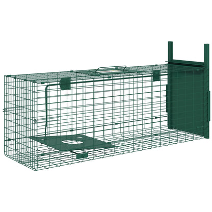 Capture Trap Live Animal Trap Steel with 1 Entrance for Rats and Mice dim. 80L x 25W x 30H cm dark green