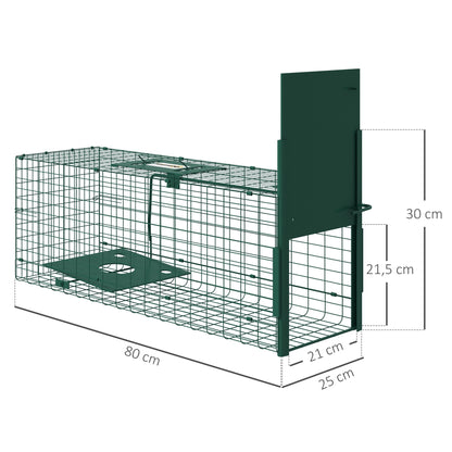 Capture Trap Live Animal Trap Steel with 1 Entrance for Rats and Mice dim. 80L x 25W x 30H cm dark green