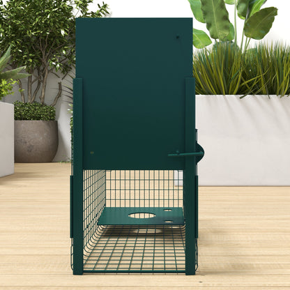 Capture Trap Live Animal Trap Steel with 1 Entrance for Rats and Mice dim. 80L x 25W x 30H cm dark green