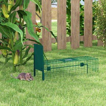 Capture Trap Live Animal Trap Steel with 1 Entrance for Rats and Mice dim. 80L x 25W x 30H cm dark green