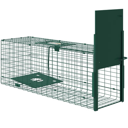 Capture Trap Live Animal Trap Steel with 1 Entrance for Rats and Mice dim. 80L x 25W x 30H cm dark green