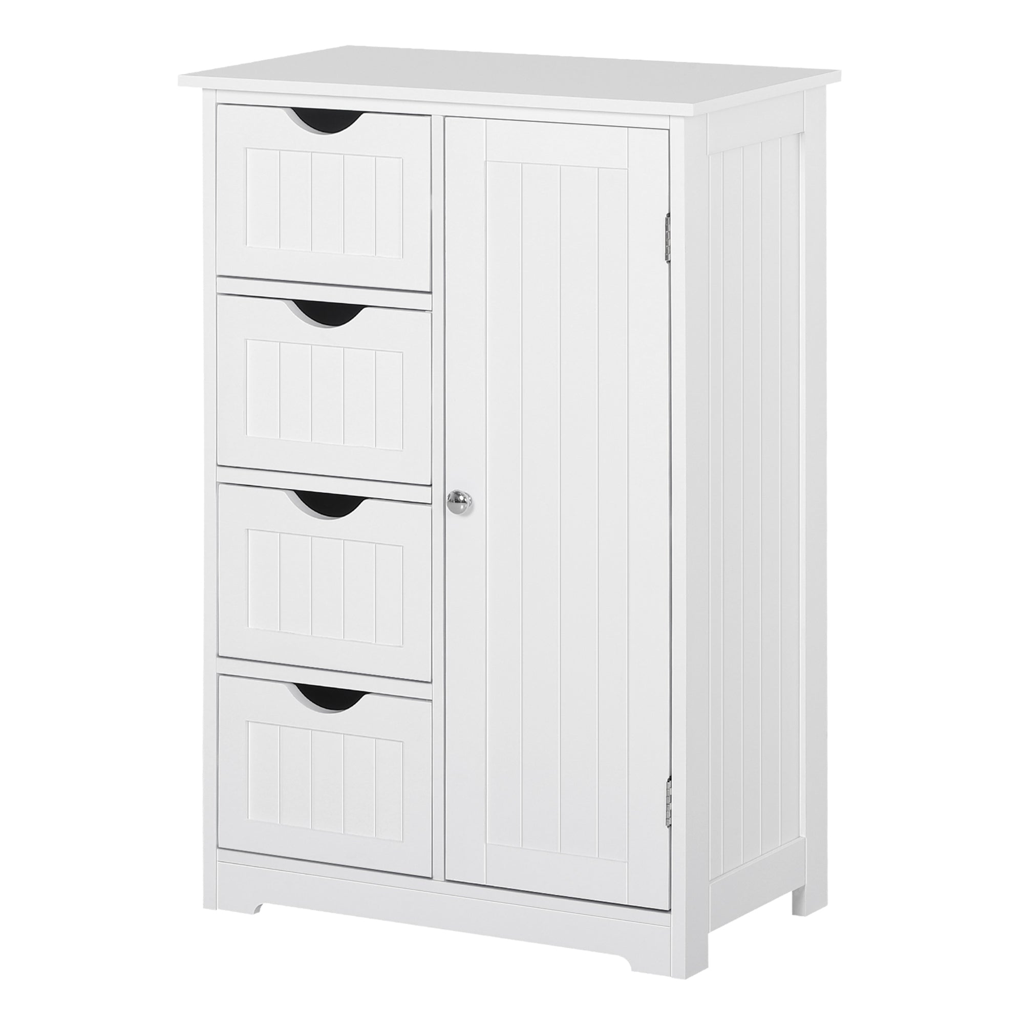 Bathroom Auxiliary Cabinet with Door 4 Drawers and Adjustable Shelf for Kitchen Living Room 56x30x83 cm White