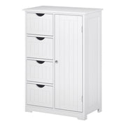 Bathroom Auxiliary Cabinet with Door 4 Drawers and Adjustable Shelf for Kitchen Living Room 56x30x83 cm White