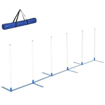 Agility Set Dogs 6-piece Agility Equipment for Dog Training foldable Pole Set with 6 Slalom Poles Carrying Bag Training Equipment Coordination Training Agility Set for Games Training