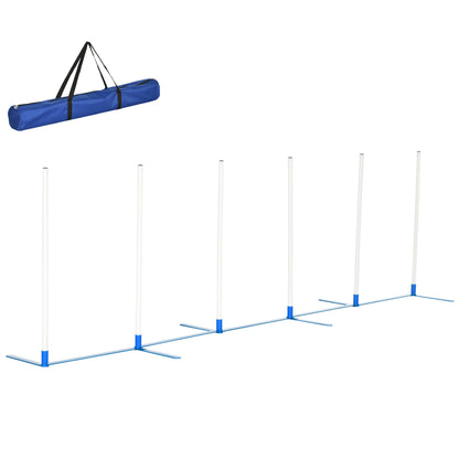 Agility Set Dogs 6-piece Agility Equipment for Dog Training foldable Pole Set with 6 Slalom Poles Carrying Bag Training Equipment Coordination Training Agility Set for Games Training