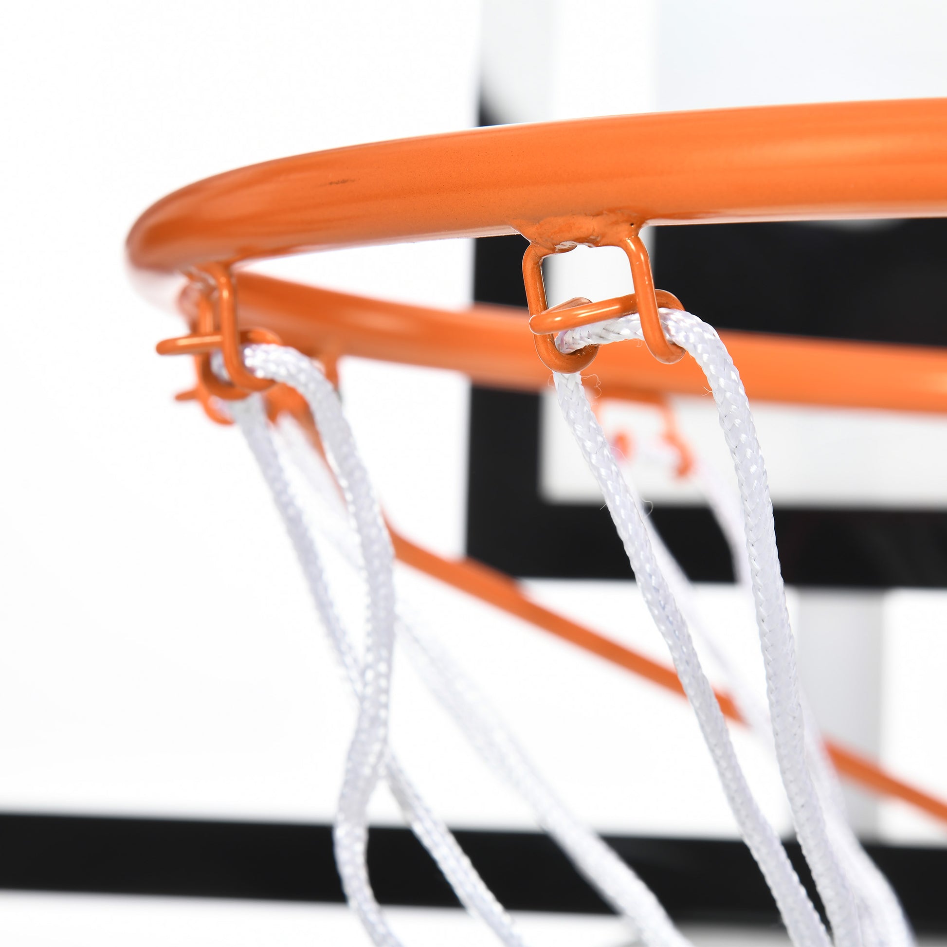 SPORTNOW Wall Mounted Basketball Hoop, Basketball Hoop, with Unbreakable Backboard, Steel Hoop and Tear-Resistant Net, Mounting Screws and Key, for Outdoor, Black, Clear, Orange