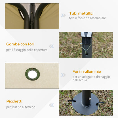 3.5x3.5x2.7 m Metal and Polyester Garden Gazebo in Beige with Double Roof