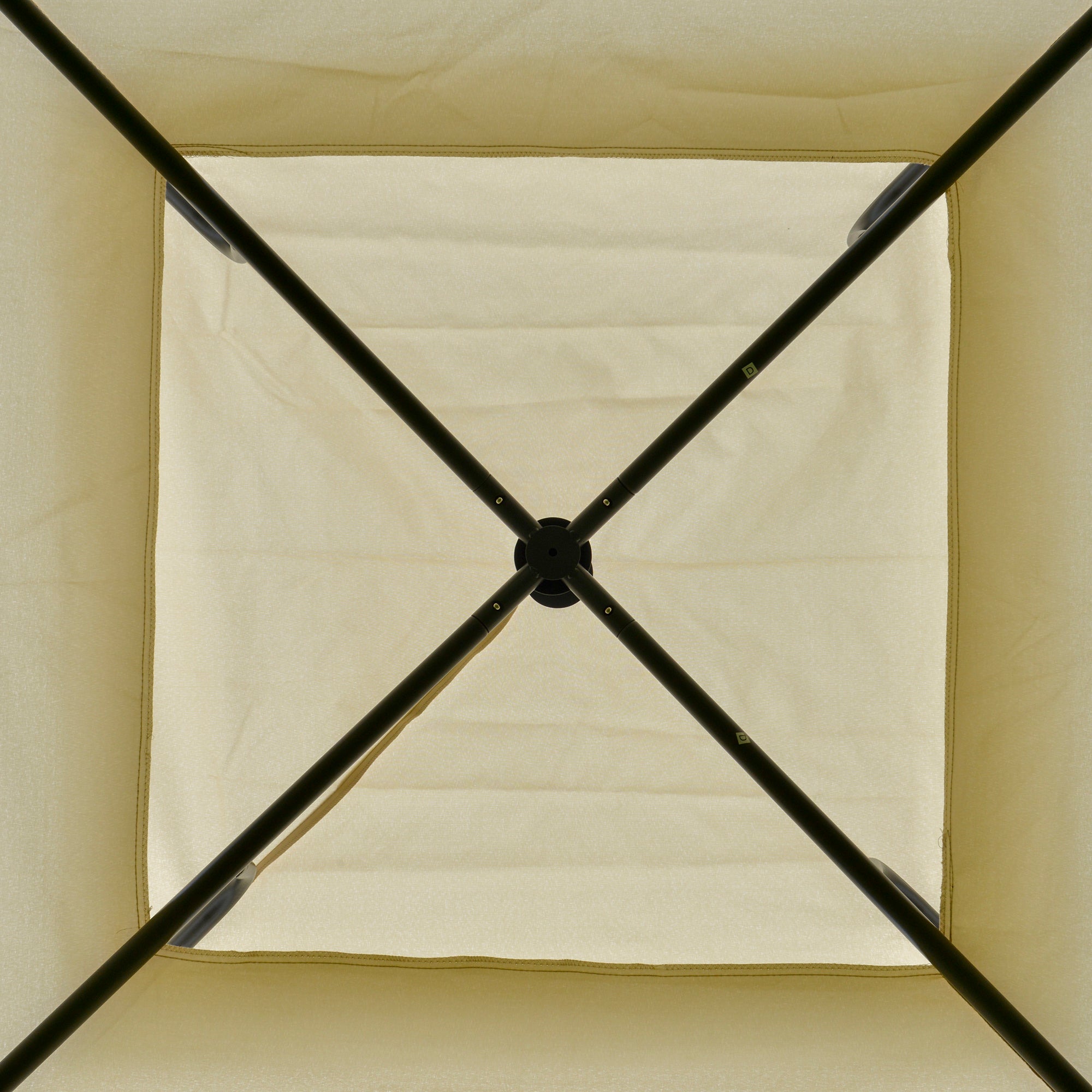 3.5x3.5x2.7 m Metal and Polyester Garden Gazebo in Beige with Double Roof