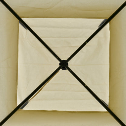 3.5x3.5x2.7 m Metal and Polyester Garden Gazebo in Beige with Double Roof