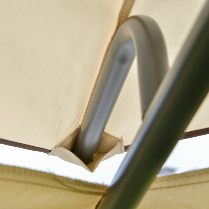 3.5x3.5x2.7 m Metal and Polyester Garden Gazebo in Beige with Double Roof