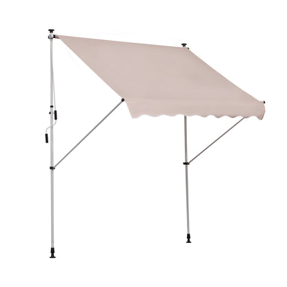 Clamp Awning with Hand Crank Adjustable Height Articulated Arm Awning Dirt-Repellent, Weather-Resistant Balcony Awning 150cm Wide Patio Awning for Patio Balcony Veranda Cream White