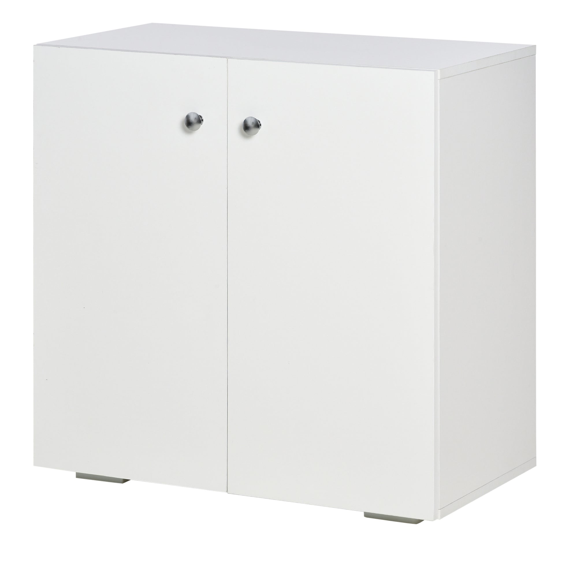 Living Room Sideboard with 2 Doors Auxiliary Cabinet with 2 Shelves for Books Clothes Toys Modern Style 70x39x70 cm White