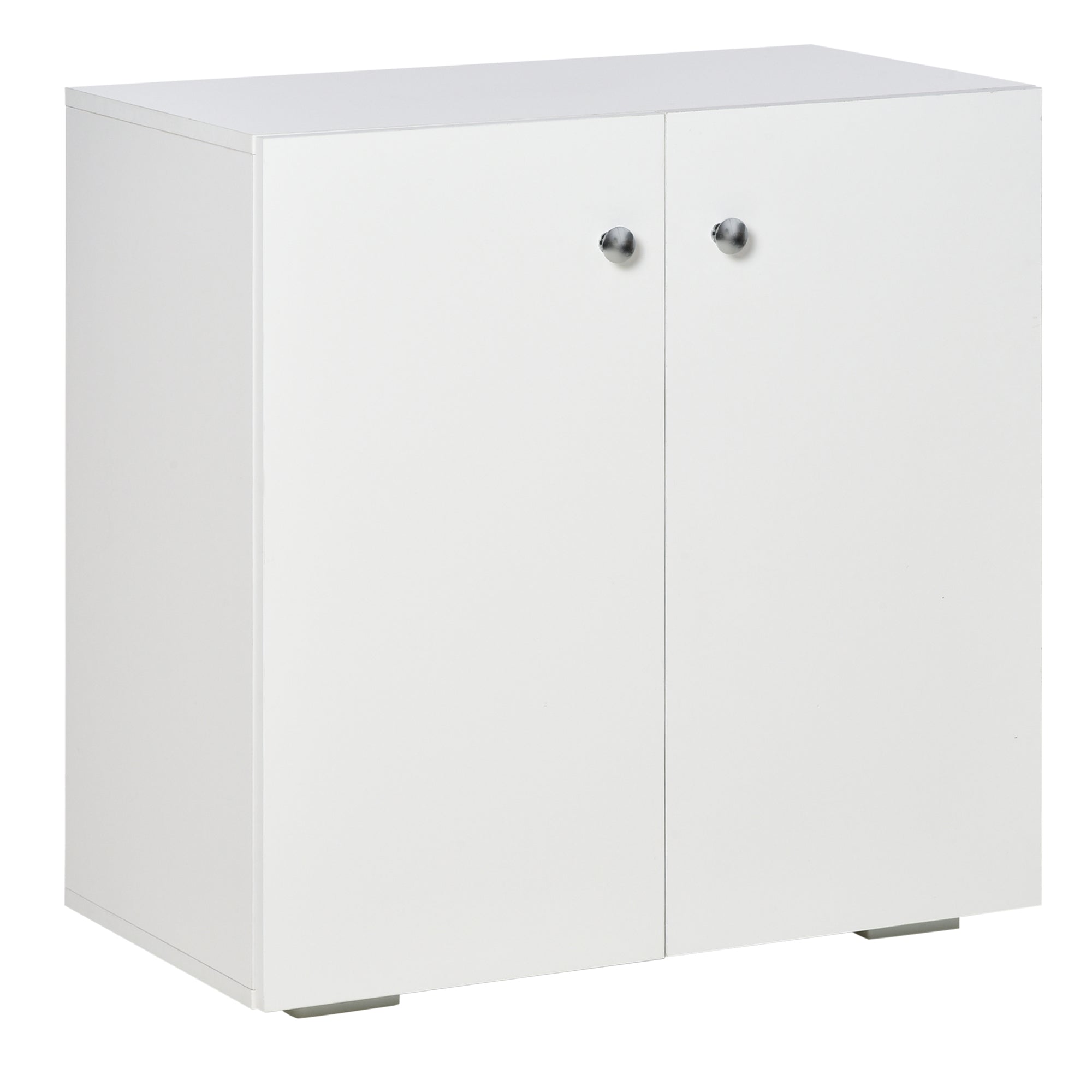Living Room Sideboard with 2 Doors Auxiliary Cabinet with 2 Shelves for Books Clothes Toys Modern Style 70x39x70 cm White