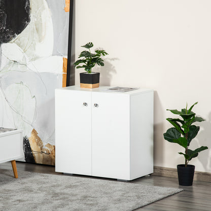 Living Room Sideboard with 2 Doors Auxiliary Cabinet with 2 Shelves for Books Clothes Toys Modern Style 70x39x70 cm White