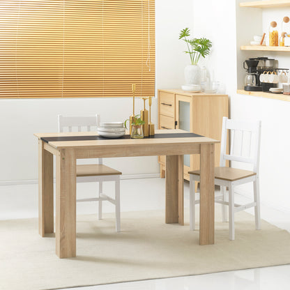 Modern Design Dining Table with Large Tabletop for 2-4 People in Particle Board 120L x 69W x 75H cm Black and Natural