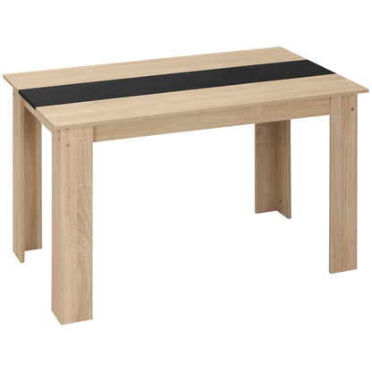 Modern Design Dining Table with Large Tabletop for 2-4 People in Particle Board 120L x 69W x 75H cm Black and Natural