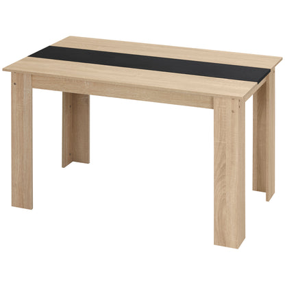 Modern Design Dining Table with Large Tabletop for 2-4 People in Particle Board 120L x 69W x 75H cm Black and Natural