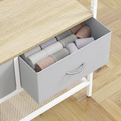 Coat Rack Shoe Rack Entryway Coat Rack with Shoe Rack 8 Hooks 2 Fabric Drawers Mesh Shelf Industrial Style for Hanging Clothes Hallway Bedroom Living Room 80x30x180.5 cm Natural