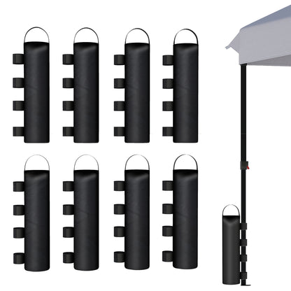 Pack of 8 Canopy Weight Bags – 600D Oxford Fabric Sand Bags for Pavilion/Gazebo, Fillable (Sand Not Included), Black