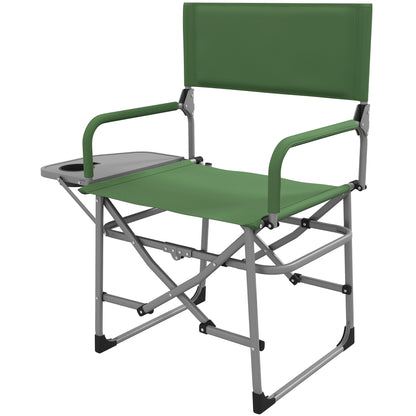 Folding Camping Chair with Side Table, Cup Holder, Folding Chair with Handle, for Camping, Beach, in Oxford, Green