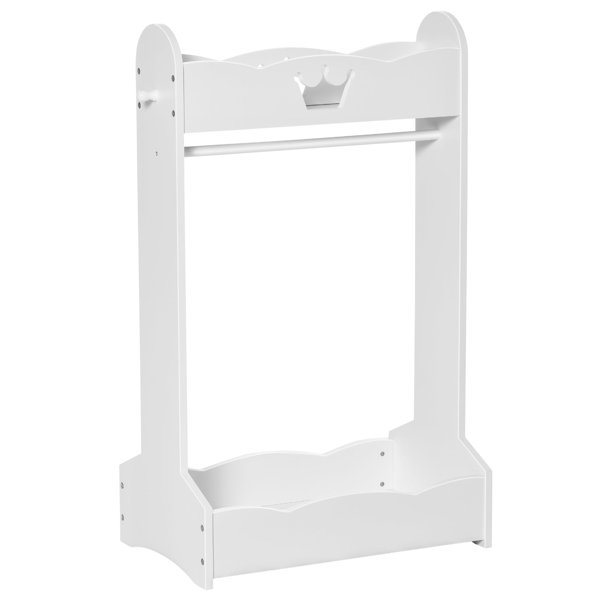 Kids Coat Rack with Shelves and Side Hooks, Wooden Furniture for Children's Room, 70.5x37x103cm, White