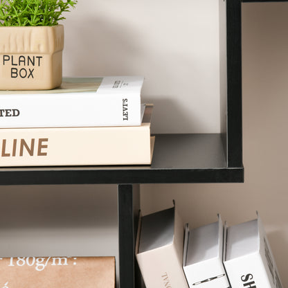 Contemporary Design Zigzag Bookcase 70L x 24W x 178H cm Particle Board Black